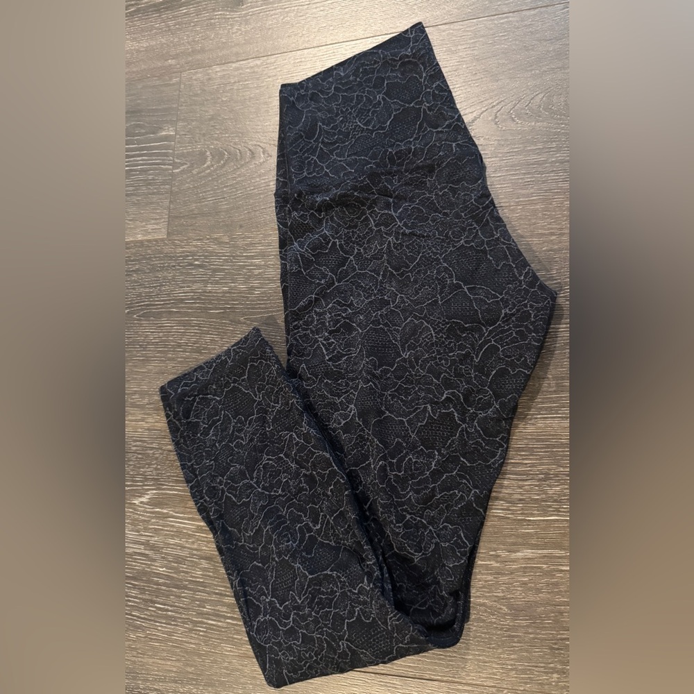 lululemon athletica Black Floral Lace-Pattern Leggings
